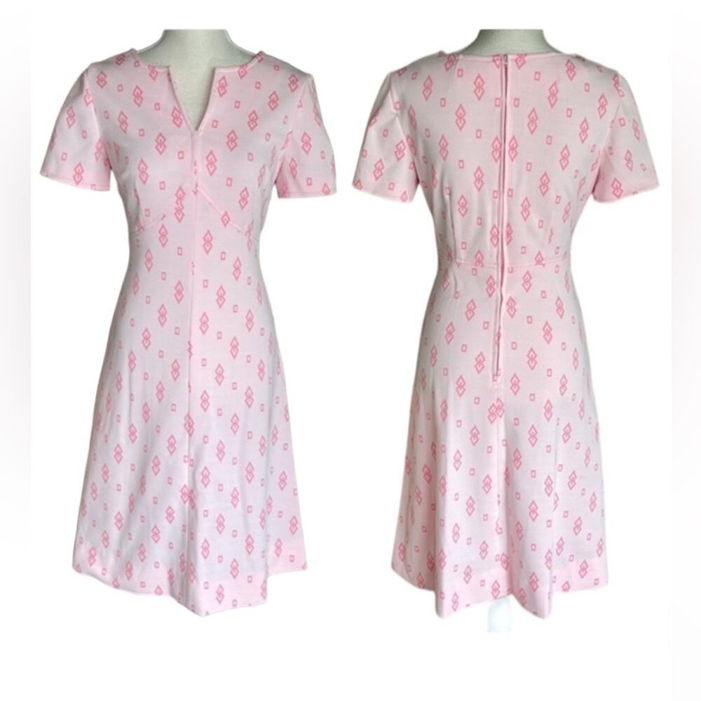Vintage‎ 70s Fit And Flare Pink Handmade Dress Pink INVR1